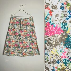 Christopher & Banks Linen Blend A- Line Skirt Women's Size M Abstract Floral